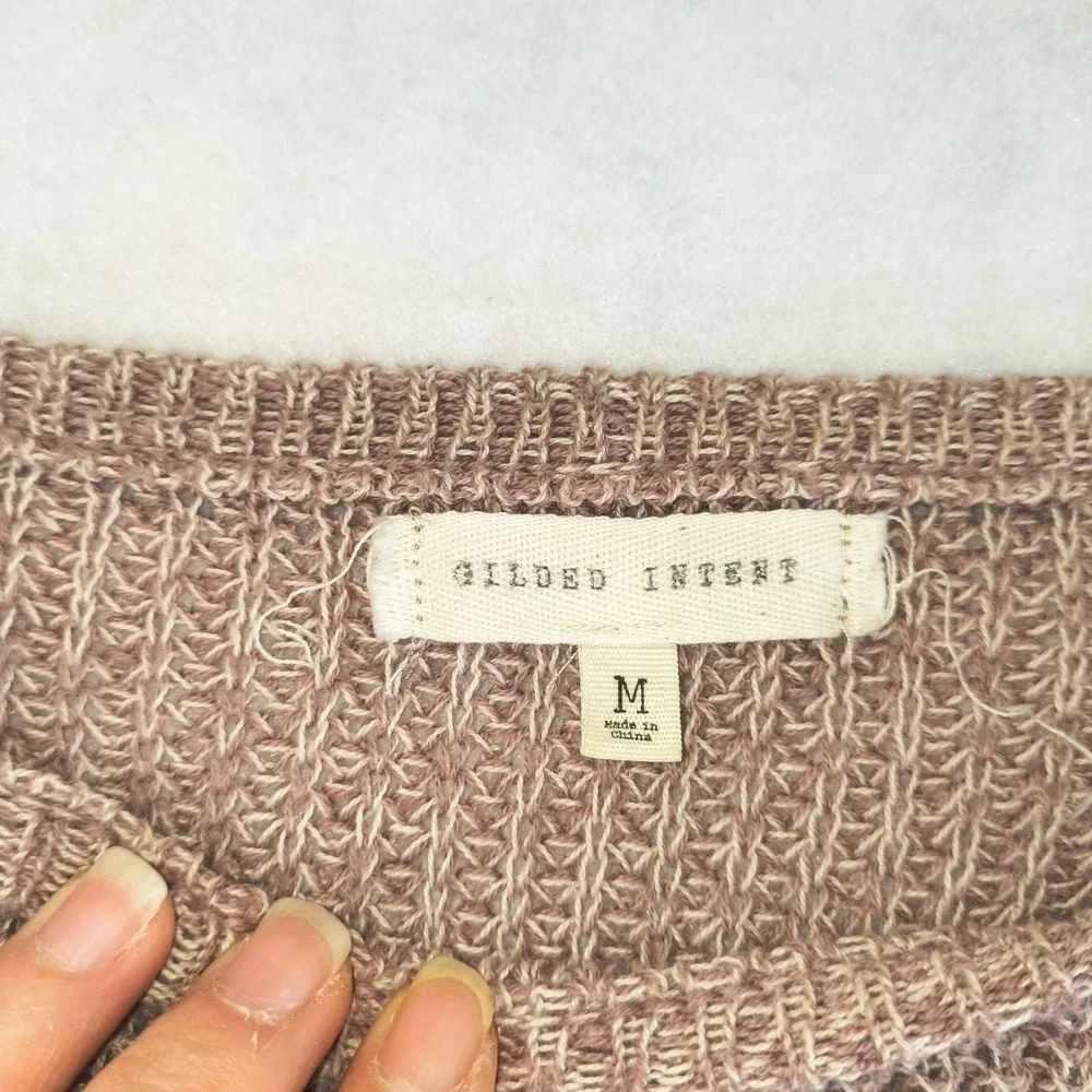 Gilded Intent Shredded Knit Sweater • Distressed Grunge Pullover Top Boho Size M